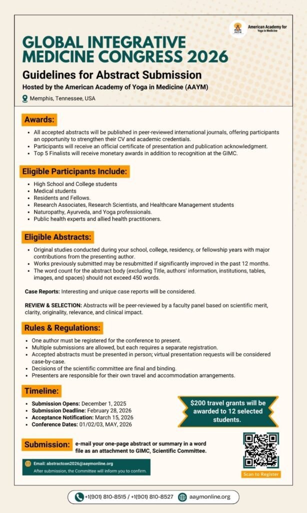 Guidelines for abstract submission at Global Integrative Medicine Congress 2026 hosted in the USA